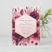 Invitation Mariage Romantique Fleur Crimson Bloom (Debout devant)