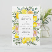 Invitation Mariage Romantique Fleur de Citron Jaune (Debout devant)