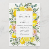Invitation Mariage Romantique Fleur de Citron Jaune (Devant)