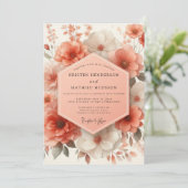 Invitation Mariage Romantique Fleur de Corail (Debout devant)