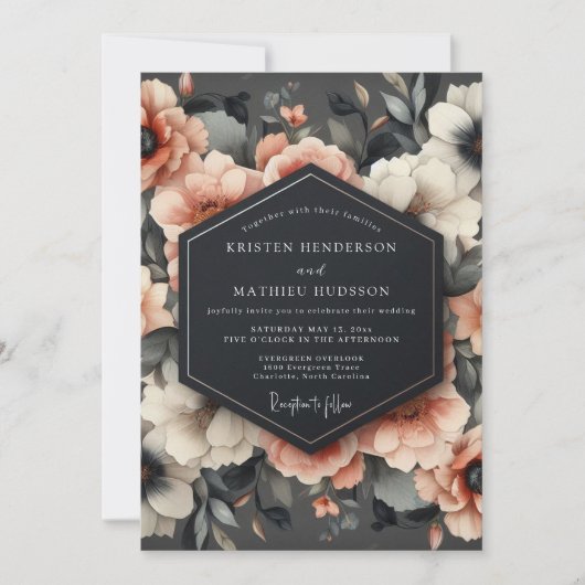Invitation Mariage Romantique Fleur de Corail (Devant)