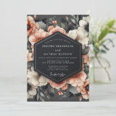 Invitation Mariage Romantique Fleur de Corail (Debout devant)