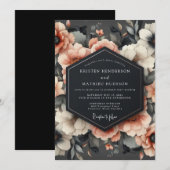 Invitation Mariage Romantique Fleur de Corail (Devant / Derrière)