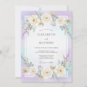 Invitation Mariage Romantique Fleur de Crème de Lilas
