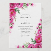 Invitation Mariage Romantique Fleur de Fuchsia (Devant)