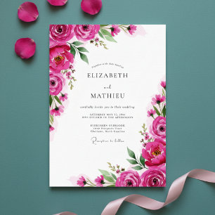 Invitation Mariage Romantique Fleur de Fuchsia