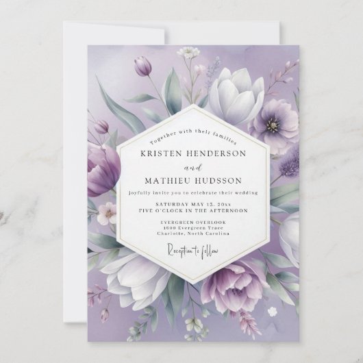Invitation Mariage Romantique Fleur de Lavande (Devant)
