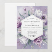Invitation Mariage Romantique Fleur de Lavande (Devant / Derrière)