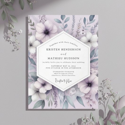 Invitation Mariage Romantique Fleur de Lavande
