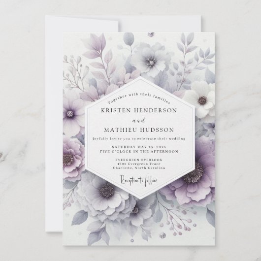 Invitation Mariage Romantique Fleur de Lavande (Devant)