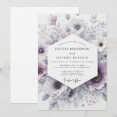 Invitation Mariage Romantique Fleur de Lavande (Devant / Derrière)