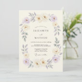 Invitation Mariage Romantique Fleur de Lavande Crème (Debout devant)
