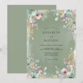 Invitation Mariage Romantique Fleur de Mousse (Devant / Derrière)
