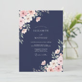 Invitation Mariage Romantique Fleur de Navy (Debout devant)