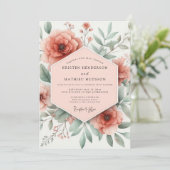 Invitation Mariage Romantique Fleur de Pêcher (Debout devant)