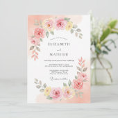 Invitation Mariage Romantique Fleur de Pêcher Rose (Debout devant)