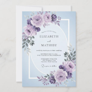 Invitation Mariage Romantique Fleur de Pervenche