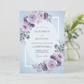 Invitation Mariage Romantique Fleur de Pervenche (Debout devant)