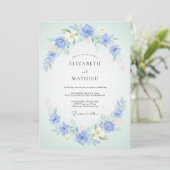 Invitation Mariage Romantique Fleur de Pervenche (Debout devant)