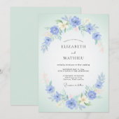 Invitation Mariage Romantique Fleur de Pervenche (Devant / Derrière)