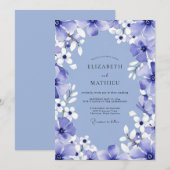 Invitation Mariage Romantique Fleur de Pervenche (Devant / Derrière)
