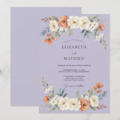 Invitation Mariage Romantique Fleur de Pervenche (Devant / Derrière)