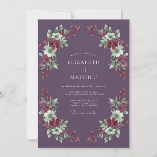 Invitation Mariage Romantique Fleur de Prunier (Devant)