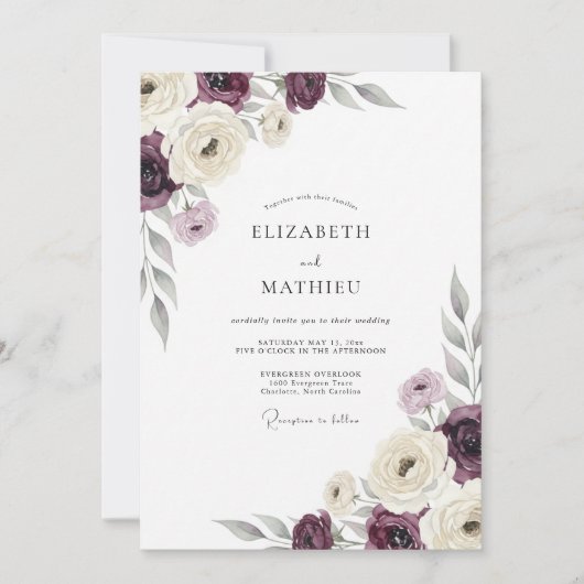 Invitation Mariage Romantique Fleur de Prunier (Devant)