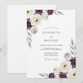 Invitation Mariage Romantique Fleur de Prunier (Devant / Derrière)