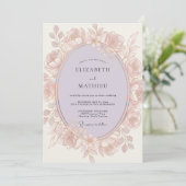 Invitation Mariage Romantique Fleur de Rose (Debout devant)