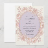 Invitation Mariage Romantique Fleur de Rose (Devant / Derrière)