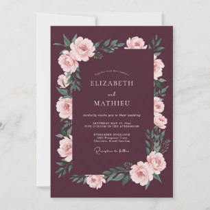 Invitation Mariage Romantique Fleur de Rosier Bourguignon
