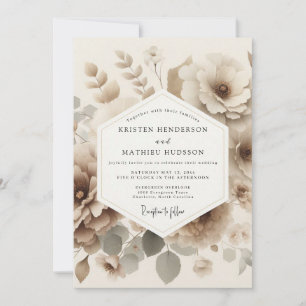 Invitation Mariage Romantique Fleur de Sépia