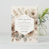 Invitation Mariage Romantique Fleur de Sépia (Debout devant)