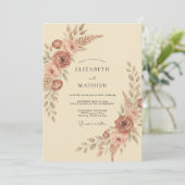 Invitation Mariage Romantique Fleur de Terracotta (Debout devant)