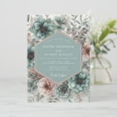 Invitation Mariage Romantique Fleur de Thé (Debout devant)