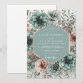 Invitation Mariage Romantique Fleur de Thé (Devant / Derrière)
