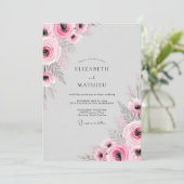 Invitation Mariage Romantique Fleur Douce Rose (Debout devant)