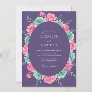Invitation Mariage Romantique Fleur Fleurie Violette