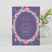 Invitation Mariage Romantique Fleur Fleurie Violette (Debout devant)