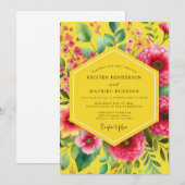 Invitation Mariage Romantique Fleur Jaune Floraison (Devant / Derrière)