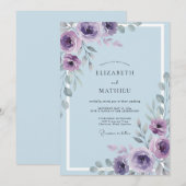 Invitation Mariage Romantique Fleur Lilac (Devant / Derrière)