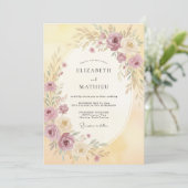 Invitation Mariage Romantique Fleur Mauve (Debout devant)