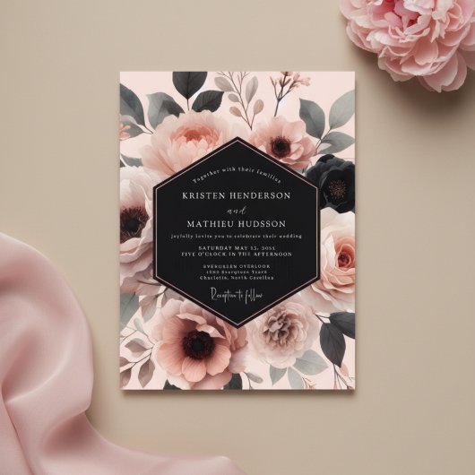 Invitation Mariage Romantique Fleur Mauve