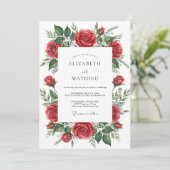 Invitation Mariage Romantique Fleur Rouge Bloom (Debout devant)