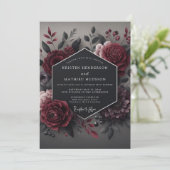 Invitation Mariage Romantique Fleur Rouge Profond (Debout devant)