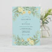 Invitation Mariage Romantique Fleur Teal Verdant (Debout devant)
