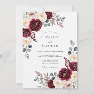 Invitation Mariage Romantique Fleurie Bourguignonne