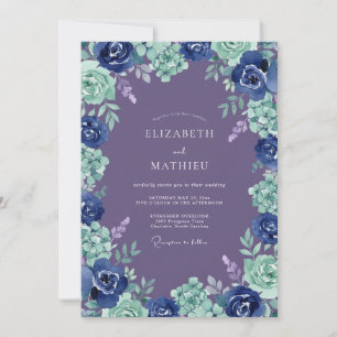 Invitation Mariage Romantique Fleurie de Navy Blossom