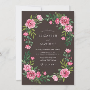 Invitation Mariage Romantique Fleurie Rose
